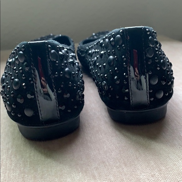 Donald Pliner Black Square Toe Studded Flats 5 - Picture 5 of 8